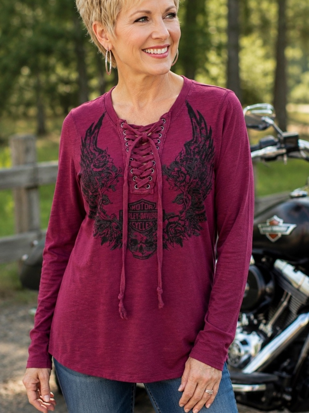 Harley-Davidson Women's Long Sleeve Top - Medium